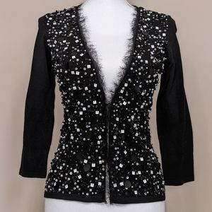 White House Black Market | Black Bead Cardigan SMALL